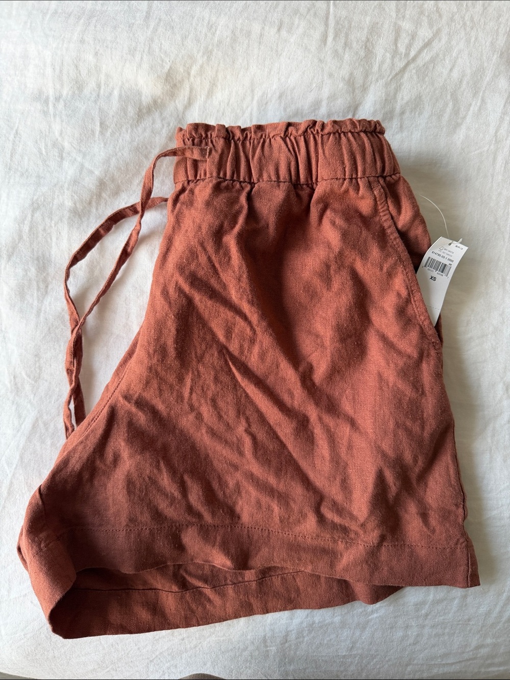 NWT Gap Rust Drawstring Linen-Blend Shorts